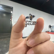 Faith Cross Mustard Seed Ring – sterling silver ring, front view
