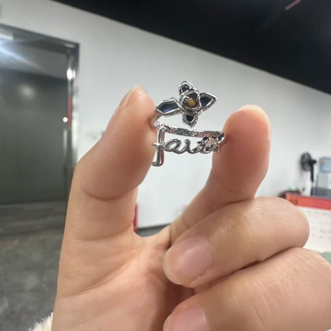 Faith Cross Mustard Seed Ring – sterling silver ring, front view