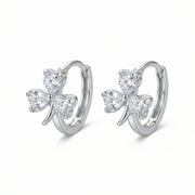 Heart Clover Silver Hoop Earrings – sterling silver earrings, front view