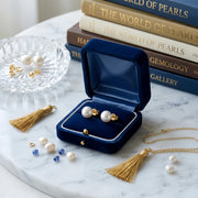 White Pearl Studs, S925 Components – pearl earrings, front view