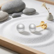 Classic Round Pearl Stud Earrings – pearl earrings, close-up