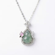 Jadeite Gourd Necklace with Pink Detail – jade necklace, side detail