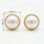 Pink Pearl Milgrain Stud Earrings – pearl earrings, side detail