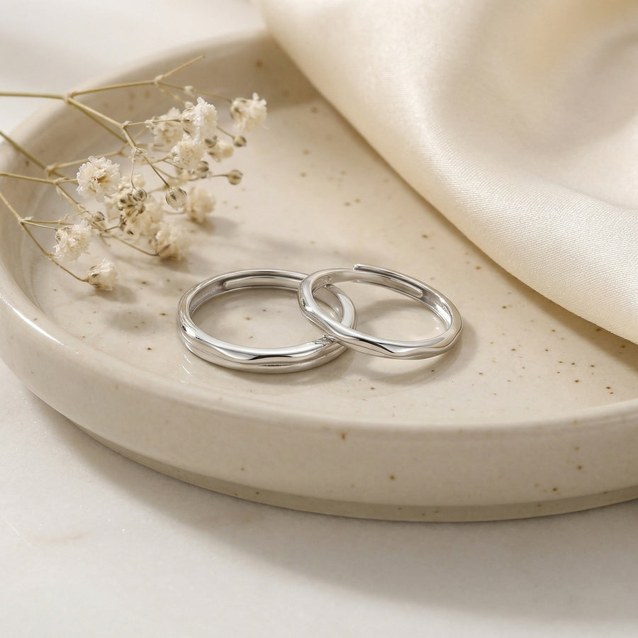 Wavy Textured Couple Rings – sterling silver ring