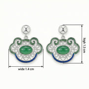 Ruyi Filigree Earrings with Enamel – sterling silver earrings, front view