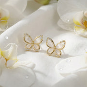Butterfly Studs, White Inlay Wings – sterling silver earrings, side detail
