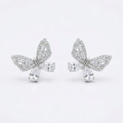 Multi-Cut Butterfly Stud Earrings – sterling silver earrings, front view