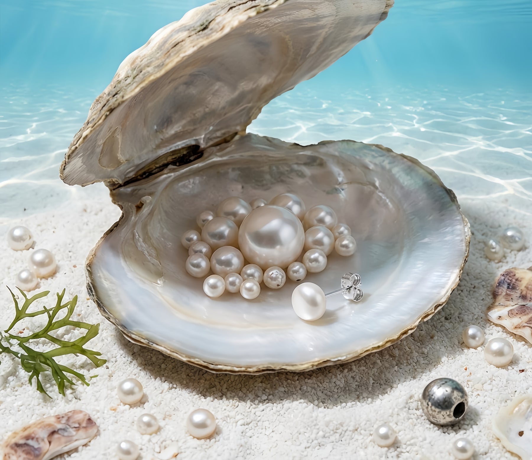 White Pearl Studs with Sterling Posts – pearl earrings