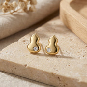 sparkling stone accent Wulu Gourd Studs – sterling silver earrings, side detail