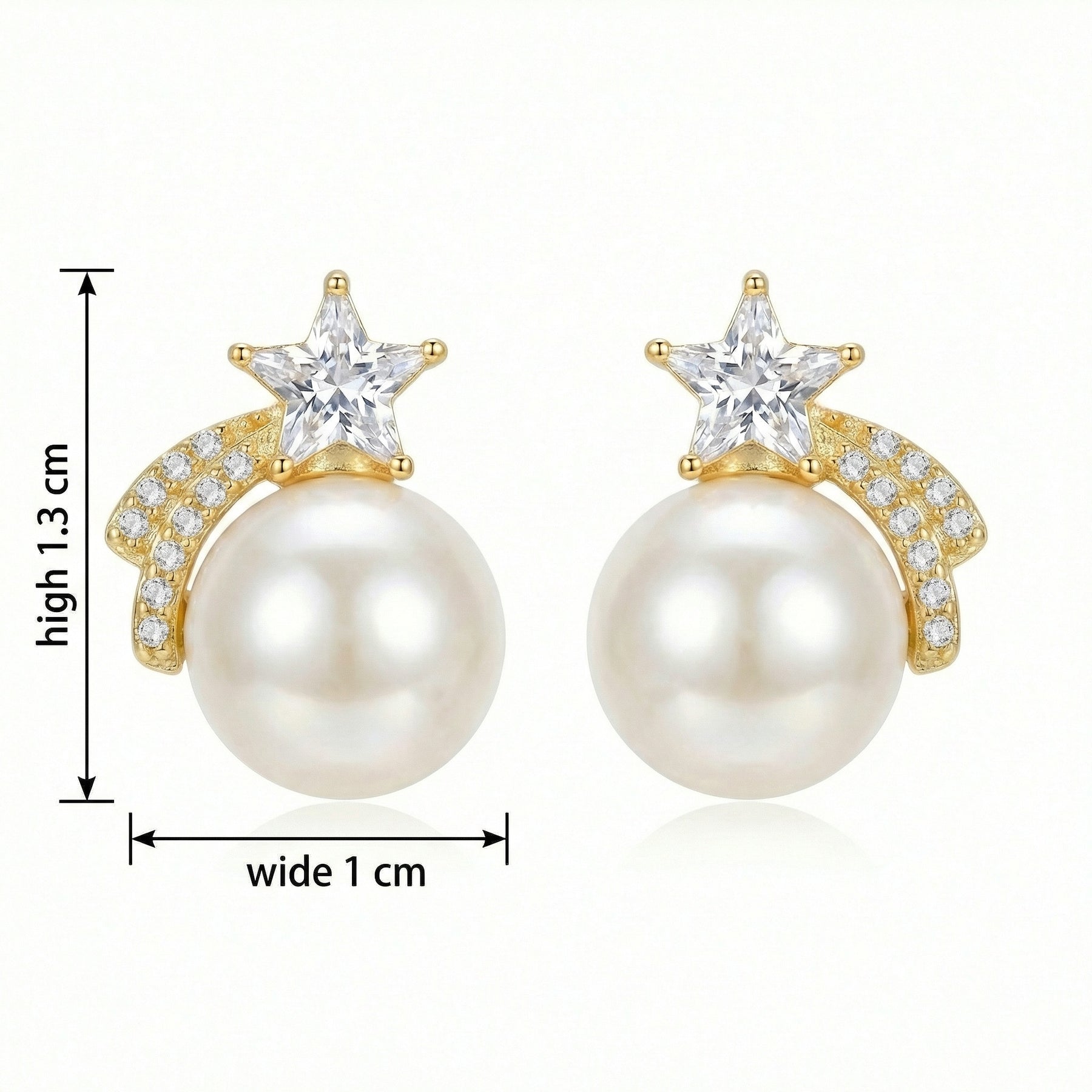 Pearl Shooting Star Stud Earrings – pearl earrings, close-up