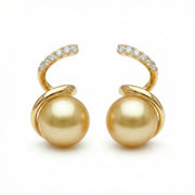 South Sea Pearl Spiral Earrings – pearl earrings, front view