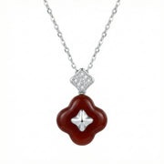 Red Carnelian Quatrefoil Star Necklace – carnelian necklace, side detail