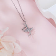 Ballerina Sparkling stone Pendant Necklace – sparkling stone necklace, side detail