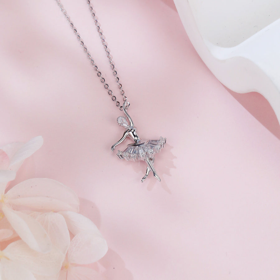 Ballerina Sparkling stone Pendant Necklace – sparkling stone necklace, side detail