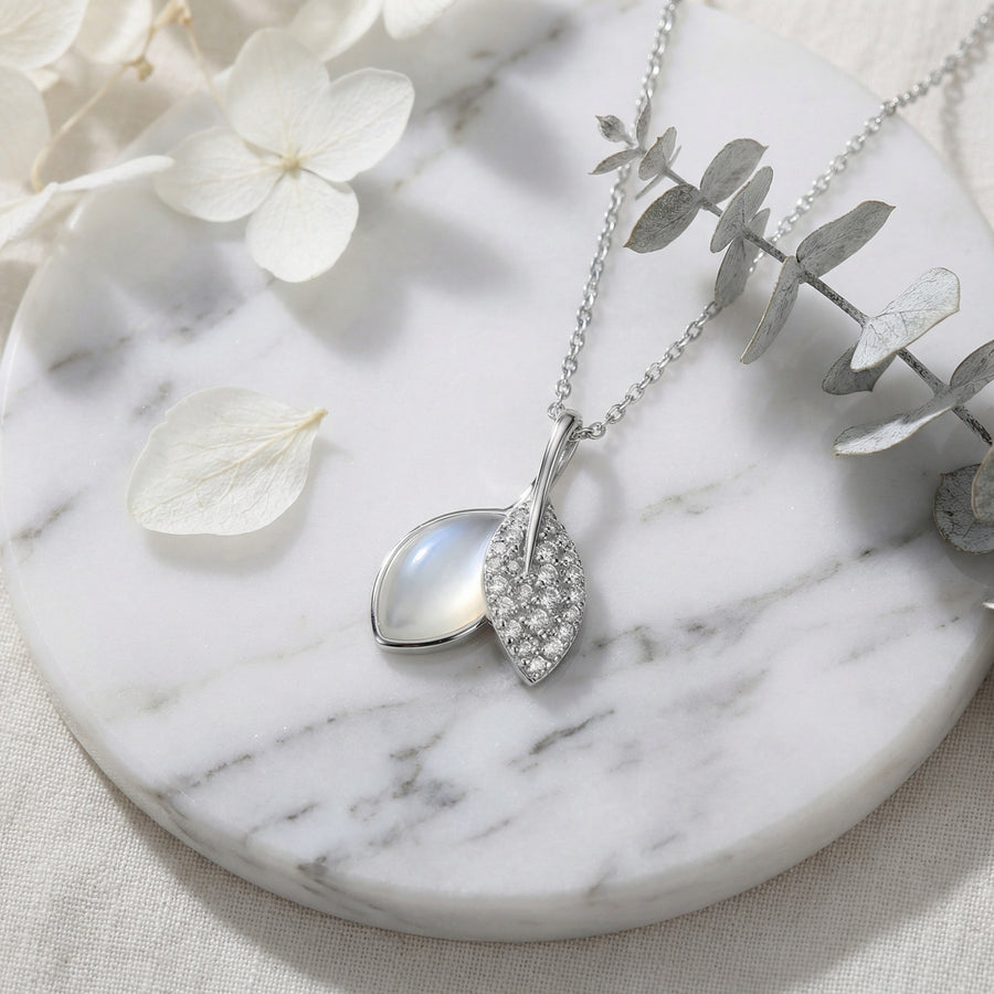 Leaf Pearl Moonstone Necklace – pearl necklace
