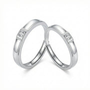 Minimalist Sparkling Couple Rings – sterling silver ring, side detail