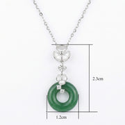 Green Jade Donut Flower Necklace – jade necklace, side detail