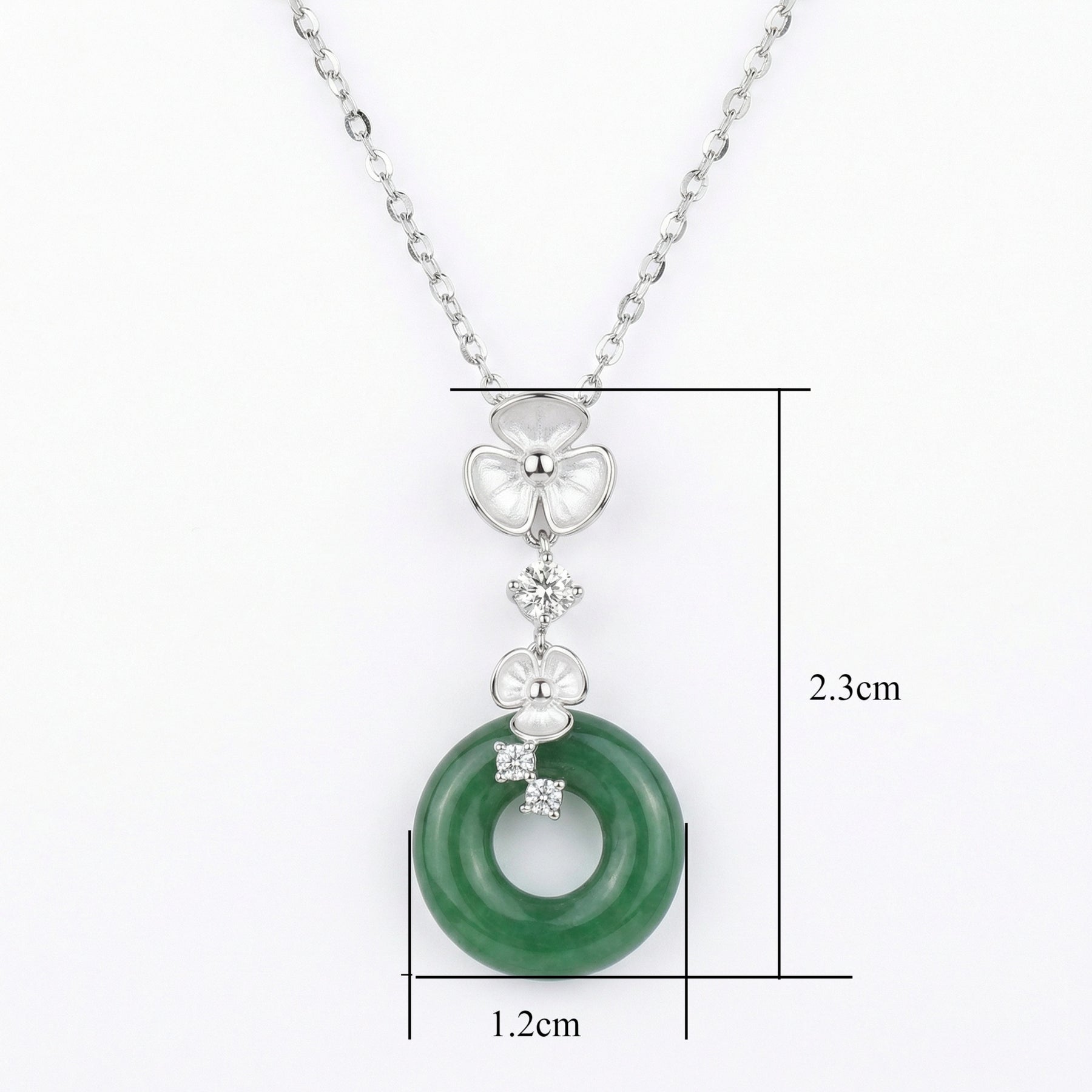 Green Jade Donut Flower Necklace – jade necklace, side detail