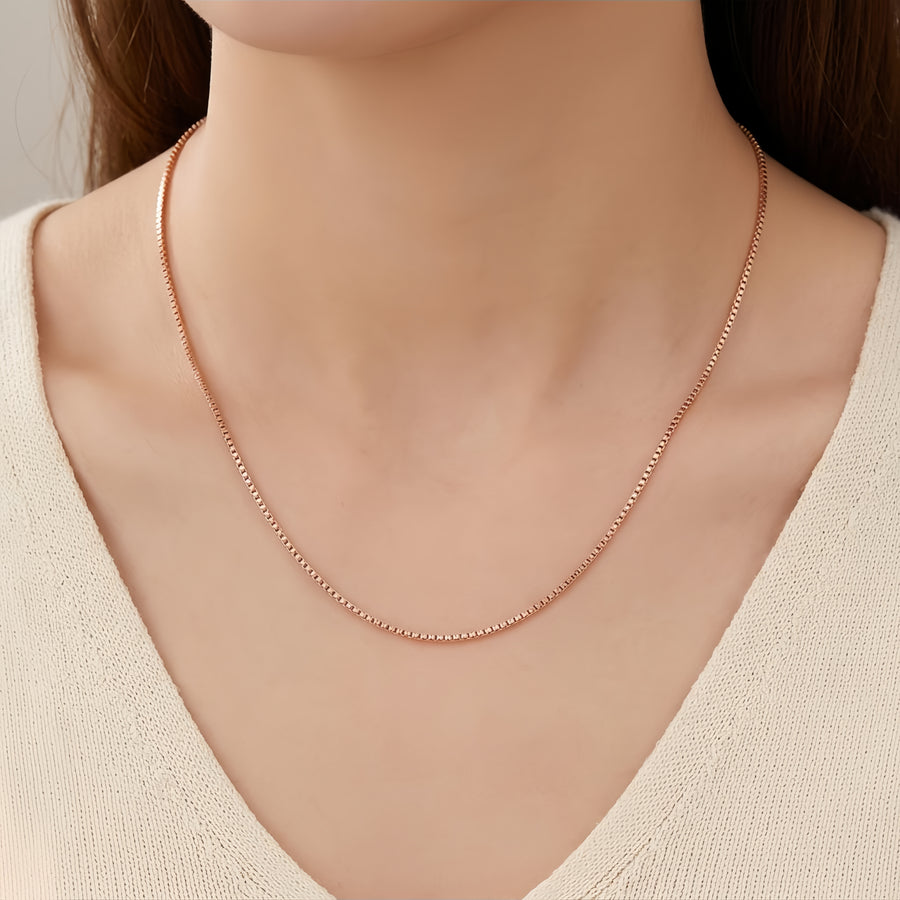 rose-gold-tone Box Chain Necklace – sterling silver necklace, front view