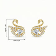 Swan Stud Earrings with Zircon Center – zircon earrings, side detail