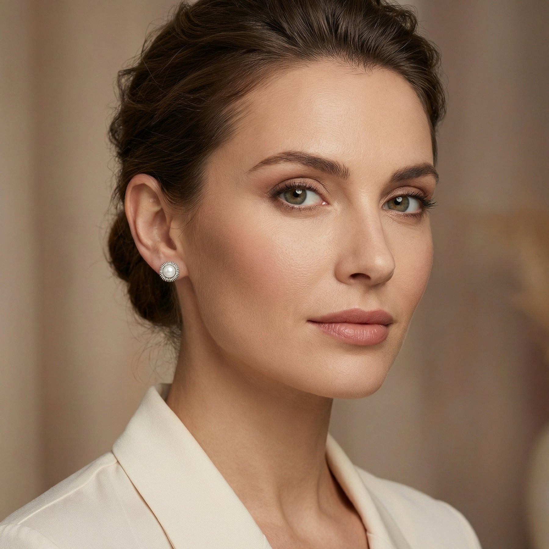 Pearl Studs with Coiled Halo – pearl earrings