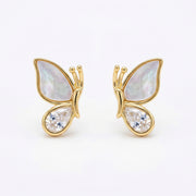 Mother-of-Pearl Butterfly Wing Studs – mother-of-pearl earrings, front view