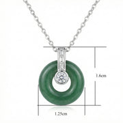 Jade Circle Sparkling stone Necklace – jade necklace, side detail