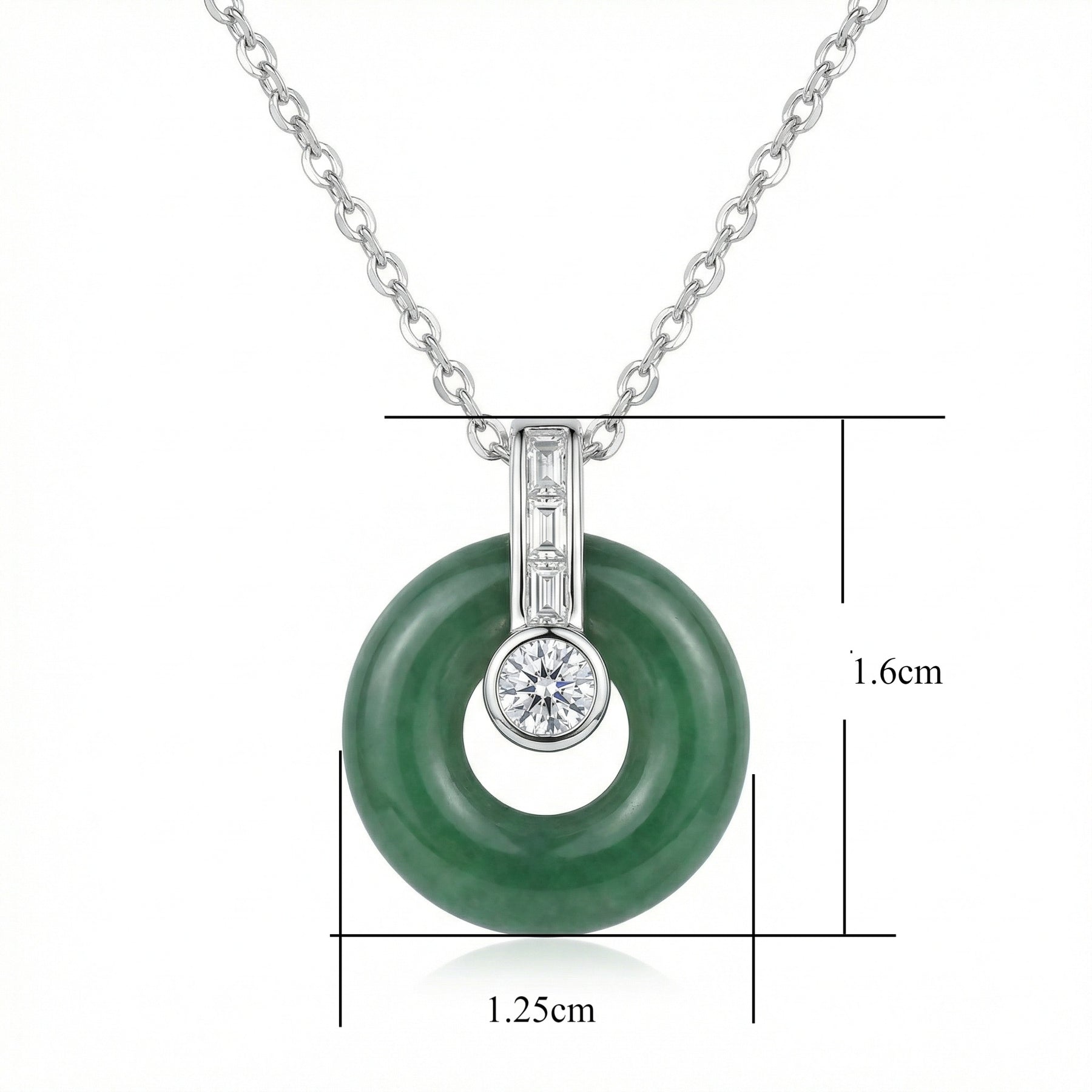 Jade Circle Sparkling stone Necklace – jade necklace, side detail