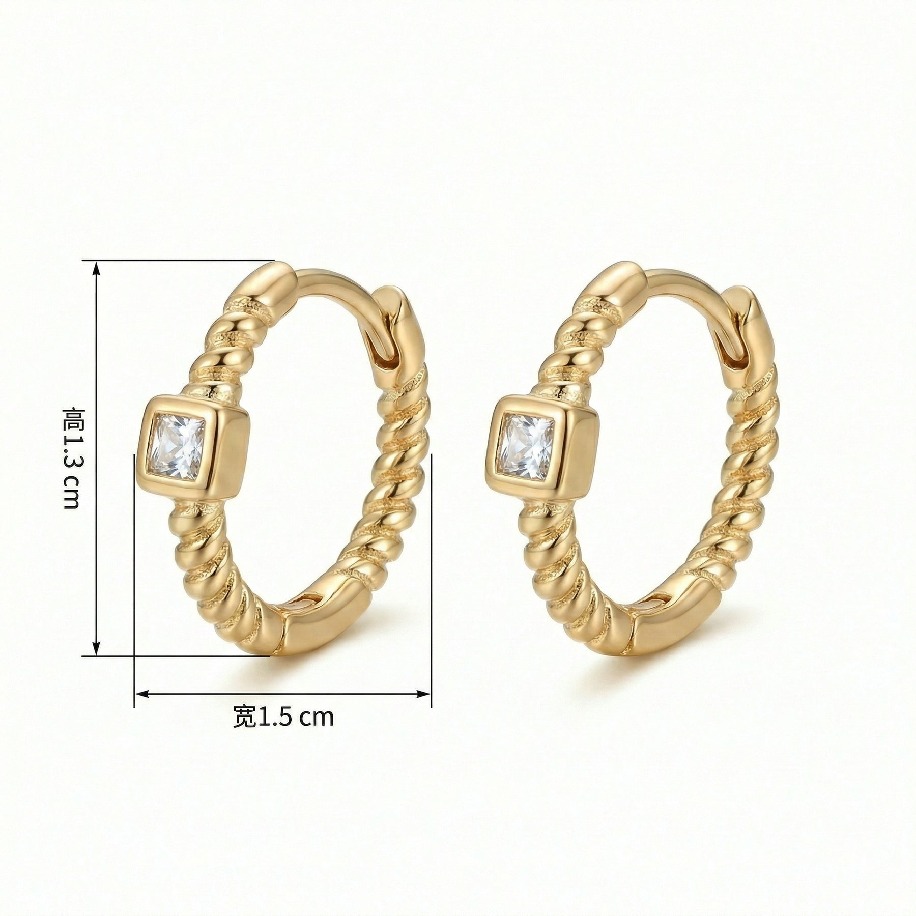 Rope-Style Huggie Hoops – sterling silver earrings, side detail