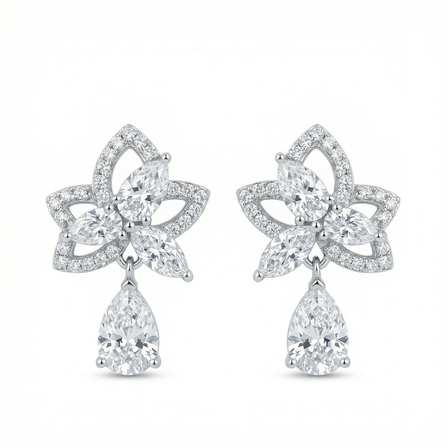 Lily-Inspired Floral Drop Earrings – sterling silver earrings