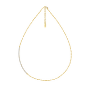 gold-plated Chain Necklace with CZ Bar Pendant – zircon necklace, close-up