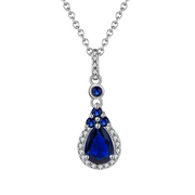 Teardrop Sapphire Pendant Necklace – sapphire necklace, front view