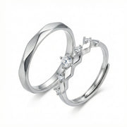 Faceted Couple Rings, Stone-Set Band – sterling silver ring