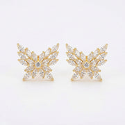 Butterfly Studs with Marquise Wings – sterling silver earrings, side detail