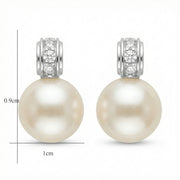 White Pearl Sparkling stone Accent Drops – pearl earrings