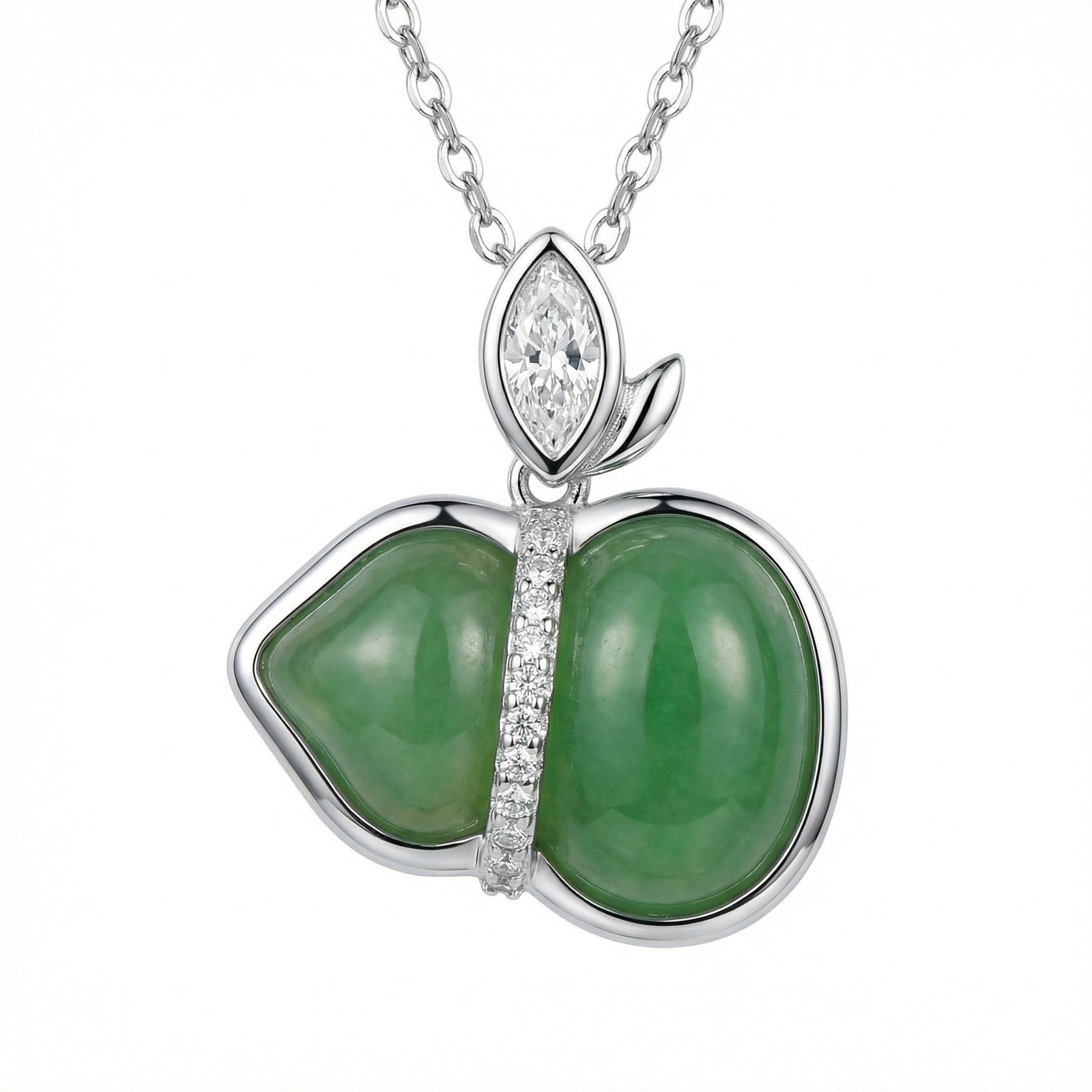 Apple Green Jade Sparkling stone Necklace – jade necklace, side detail