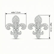Fleur-de-Lis Pavé Stud Earrings – sterling silver earrings, front view