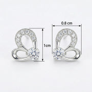 Stylized Heart Stud Earrings – sterling silver earrings, side detail