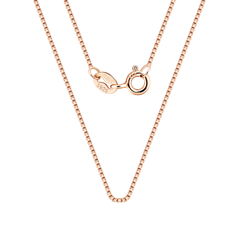 rose-gold-tone Box Chain Necklace – sterling silver necklace, close-up