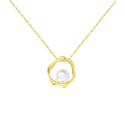 Organic Wavy Pendant, Floating Pearl – pearl necklace, side detail