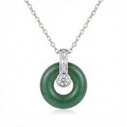 Jade Circle Sparkling stone Necklace – jade necklace, front view
