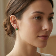 Green Jade Sphere Sparkling stone Accent Studs – jade earrings, side detail
