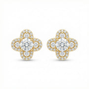 Quatrefoil Sparkling stone Halo Stud Earrings – sterling silver earrings