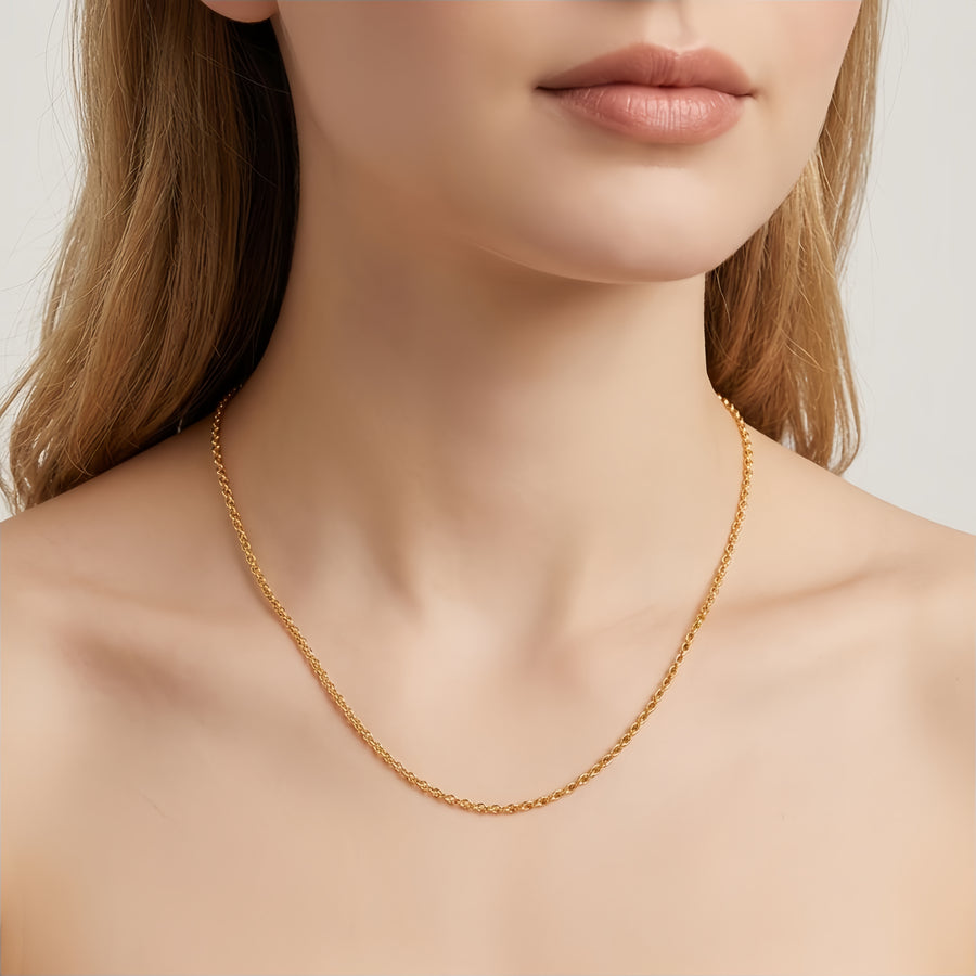 Italian Rope Chain Necklace – sterling silver necklace, close-up