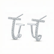 Double T-Bar Stud Earrings – sterling silver earrings, front view