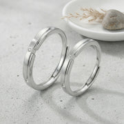 Brushed Silver Couple Rings Set – sterling silver ring, front view