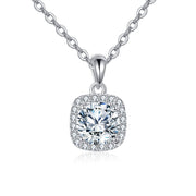 Square Halo Sparkling stone Necklace – sparkling stone necklace, front view