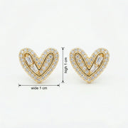 Sparkling stone Heart Studs, Baguette Accents – sterling silver earrings