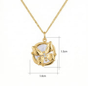 Circular Butterfly Pendant Necklace – sterling silver necklace, close-up
