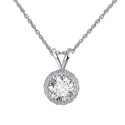 Solitaire Halo Pendant Necklace – sterling silver necklace